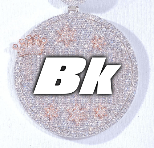 CUSTOM LETTER NECKLACE 3D BIG CROWN DISC