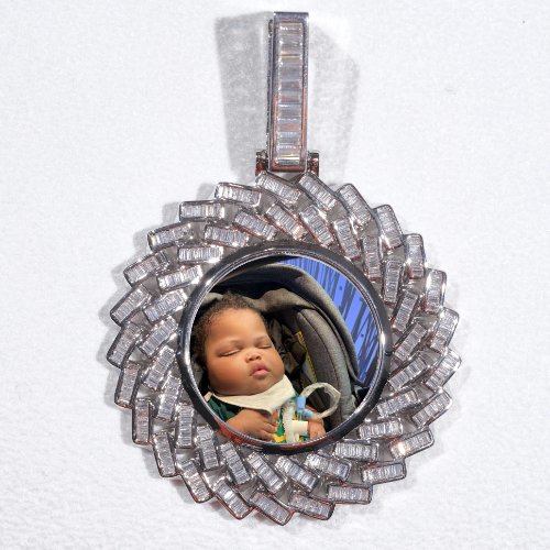 Large 3D Baguette Custom Picture Pendant