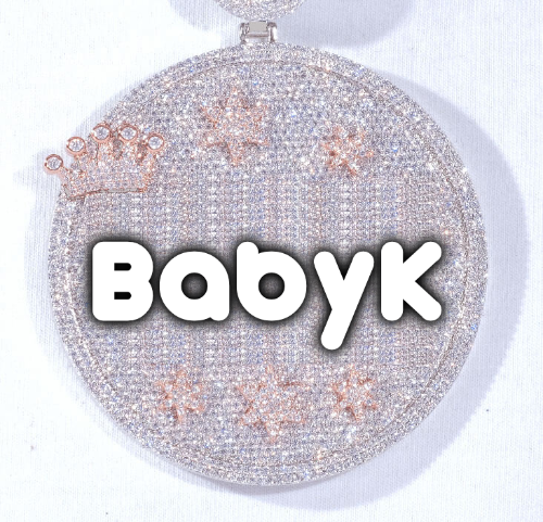 CUSTOM LETTER NECKLACE 3D BIG CROWN DISC