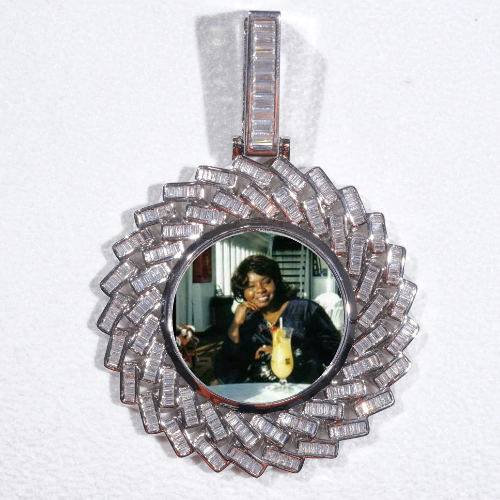 Large 3D Baguette Custom Picture Pendant