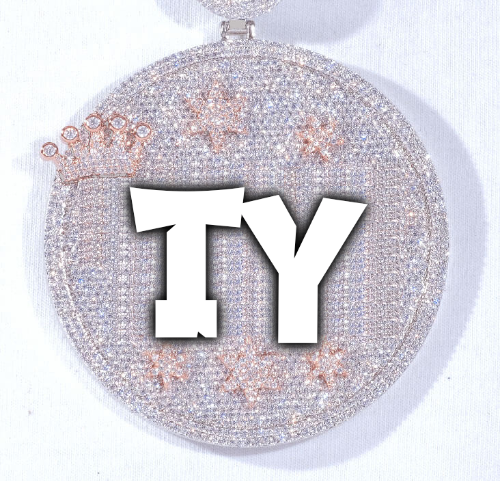CUSTOM LETTER NECKLACE 3D BIG CROWN DISC