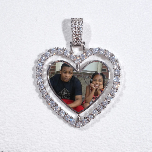 3D Spinning 2-Faced Heart Custom Picture Pendant