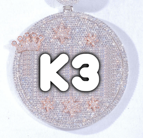 CUSTOM LETTER NECKLACE 3D BIG CROWN DISC