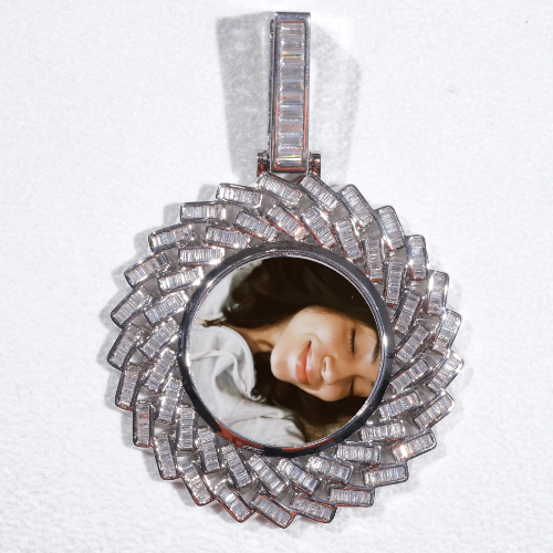 Large 3D Baguette Custom Picture Pendant