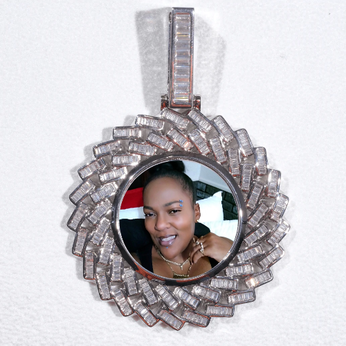 Large 3D Baguette Custom Picture Pendant