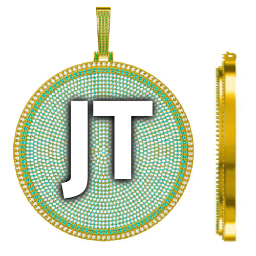 CUSTOM LETTER NECKLACE 3D BIG DISC