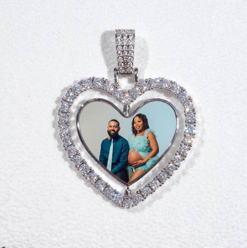 3D Spinning 2-Faced Heart Custom Picture Pendant