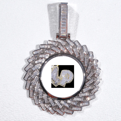 Large 3D Baguette Custom Picture Pendant