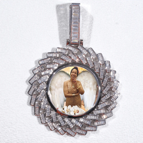 Large 3D Baguette Custom Picture Pendant