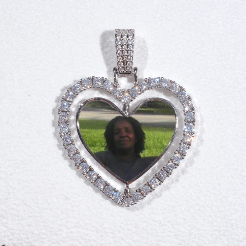 3D Spinning 2-Faced Heart Custom Picture Pendant