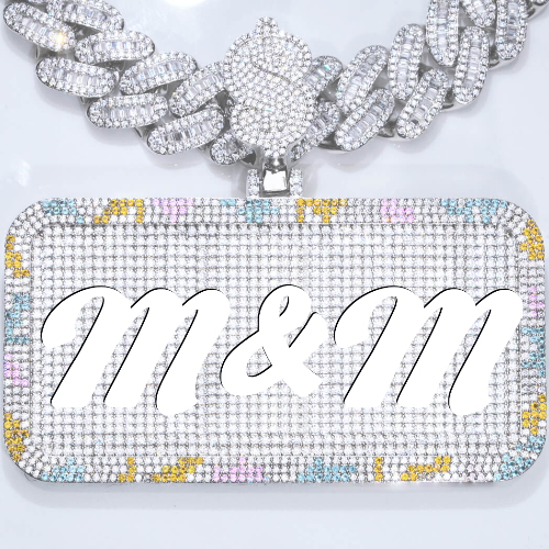 CUSTOM LETTER NECKLACE 3D COLORFUL SQUARE