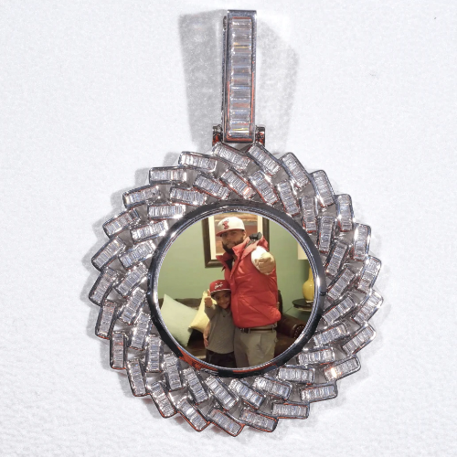 Large 3D Baguette Custom Picture Pendant
