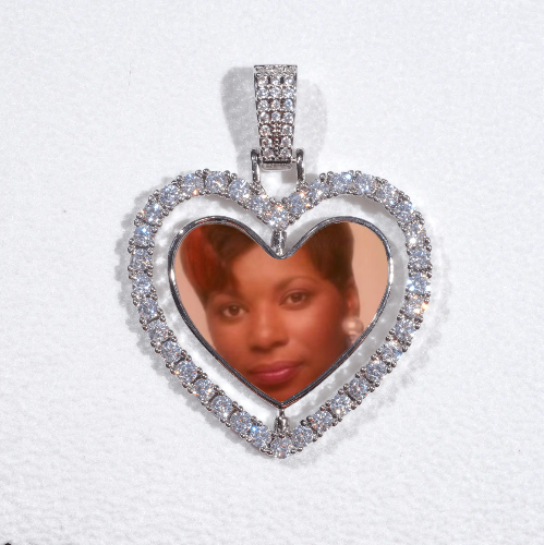 3D Spinning 2-Faced Heart Custom Picture Pendant