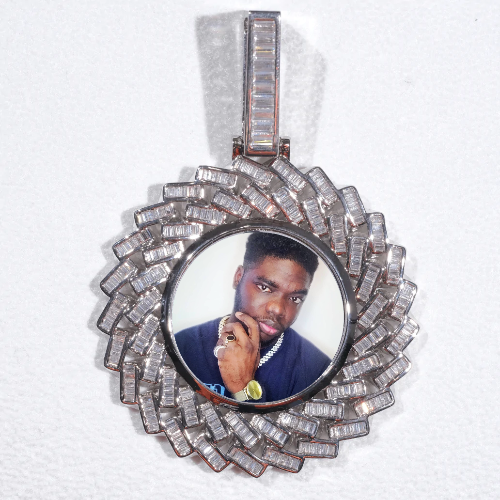 Large 3D Baguette Custom Picture Pendant