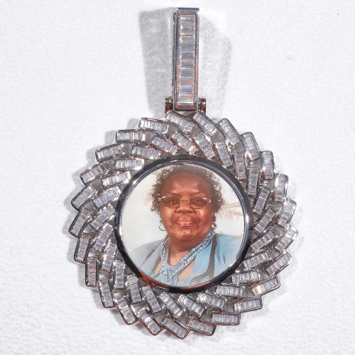 Large 3D Baguette Custom Picture Pendant
