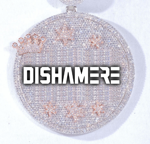 CUSTOM LETTER NECKLACE 3D BIG CROWN DISC