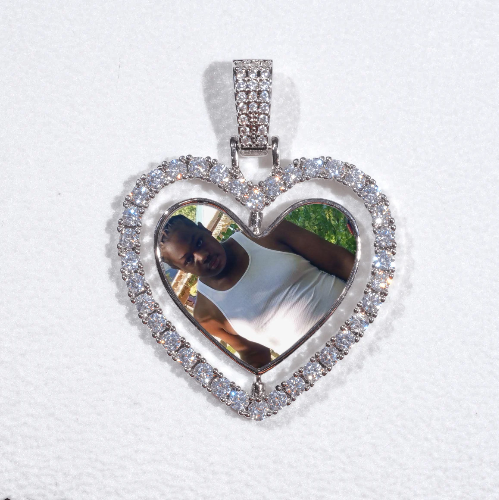 3D Spinning 2-Faced Heart Custom Picture Pendant