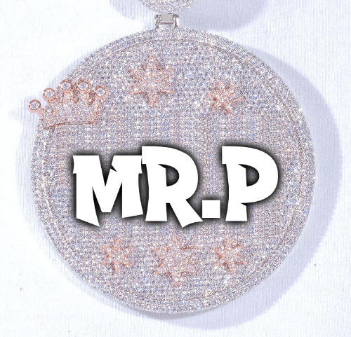 CUSTOM LETTER NECKLACE 3D BIG CROWN DISC