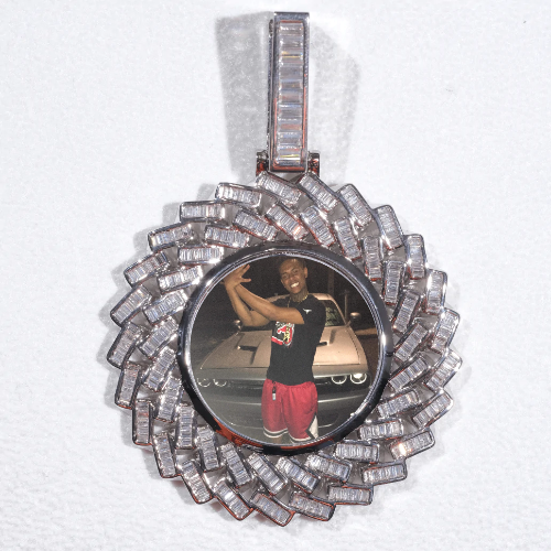 Large 3D Baguette Custom Picture Pendant
