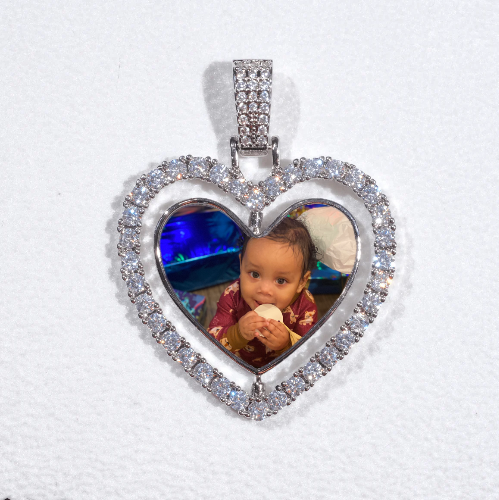 3D Spinning 2-Faced Heart Custom Picture Pendant