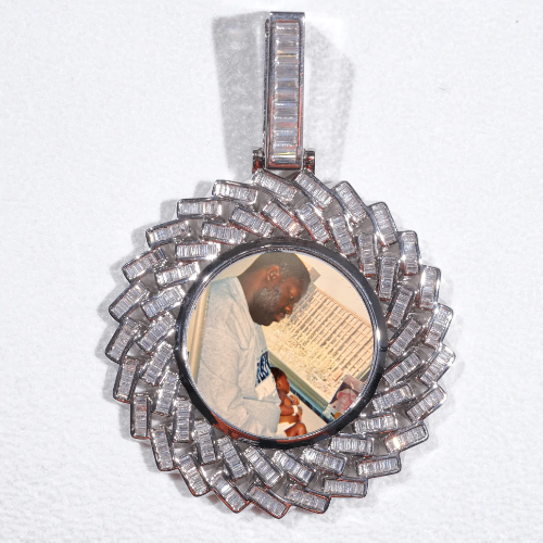 Large 3D Baguette Custom Picture Pendant