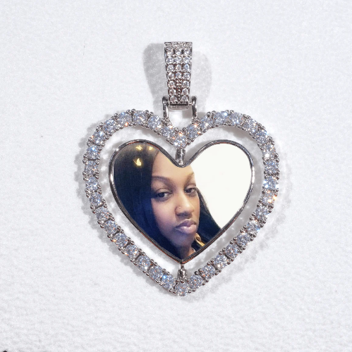 3D Spinning 2-Faced Heart Custom Picture Pendant