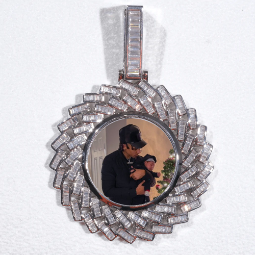 Large 3D Baguette Custom Picture Pendant