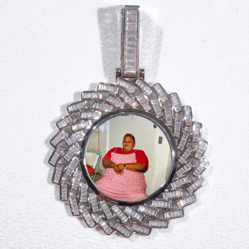 Large 3D Baguette Custom Picture Pendant