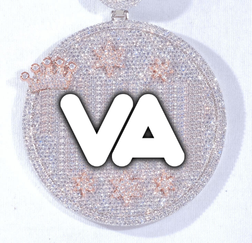 CUSTOM LETTER NECKLACE 3D BIG CROWN DISC