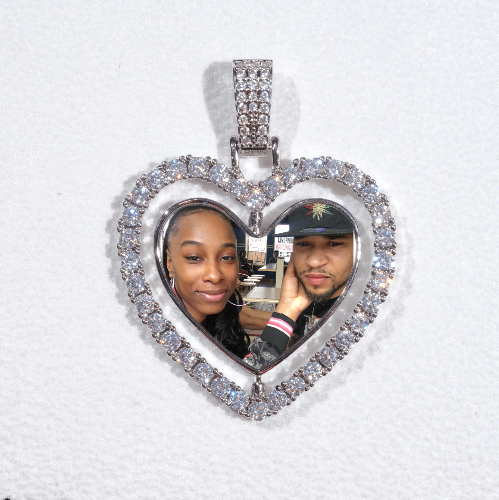 3D Spinning 2-Faced Heart Custom Picture Pendant
