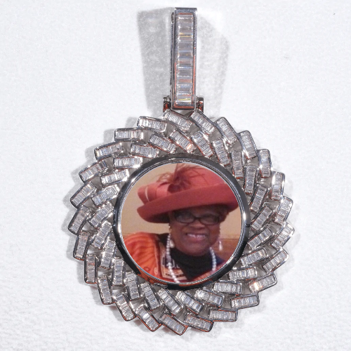 Large 3D Baguette Custom Picture Pendant