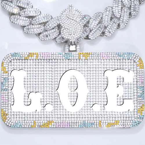 CUSTOM LETTER NECKLACE 3D COLORFUL SQUARE