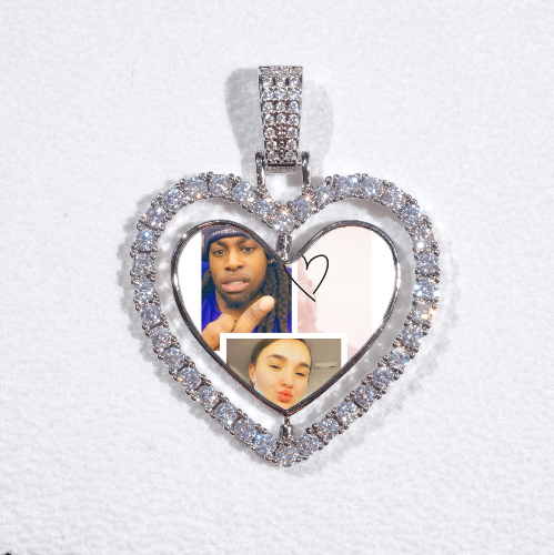 3D Spinning 2-Faced Heart Custom Picture Pendant