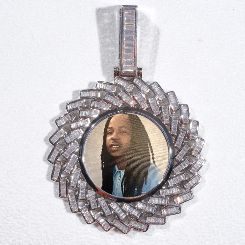 Large 3D Baguette Custom Picture Pendant