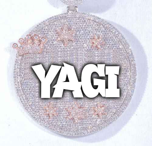CUSTOM LETTER NECKLACE 3D BIG CROWN DISC