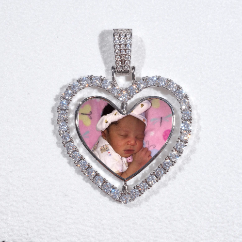 3D Spinning 2-Faced Heart Custom Picture Pendant