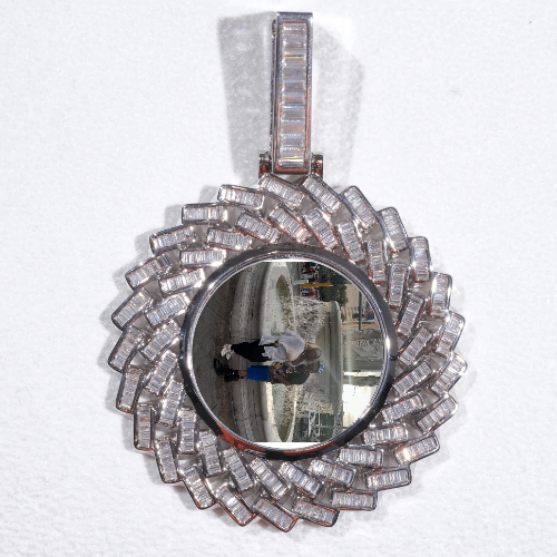 Large 3D Baguette Custom Picture Pendant