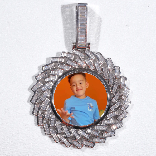 Large 3D Baguette Custom Picture Pendant