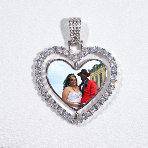 3D Spinning 2-Faced Heart Custom Picture Pendant