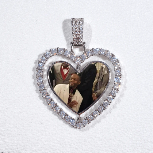 3D Spinning 2-Faced Heart Custom Picture Pendant