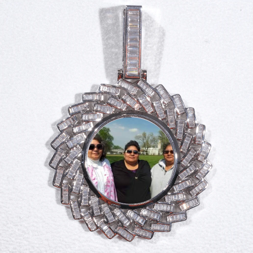 Large 3D Baguette Custom Picture Pendant