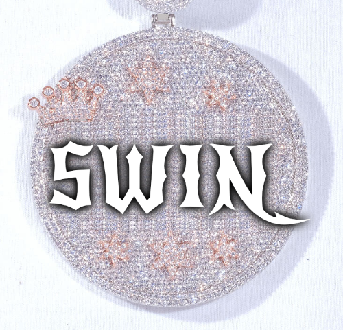 CUSTOM LETTER NECKLACE 3D BIG CROWN DISC