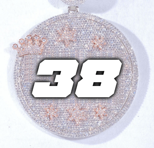 CUSTOM LETTER NECKLACE 3D BIG CROWN DISC