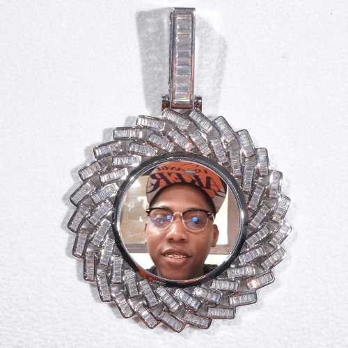 Large 3D Baguette Custom Picture Pendant