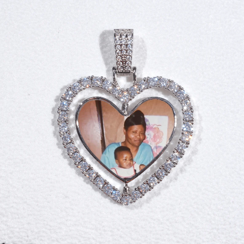 3D Spinning 2-Faced Heart Custom Picture Pendant