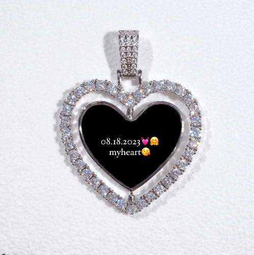 3D Spinning 2-Faced Heart Custom Picture Pendant
