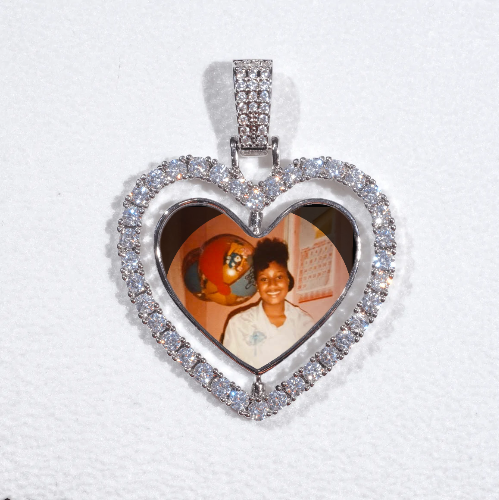3D Spinning 2-Faced Heart Custom Picture Pendant