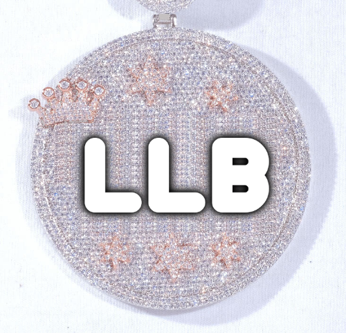 CUSTOM LETTER NECKLACE 3D BIG CROWN DISC