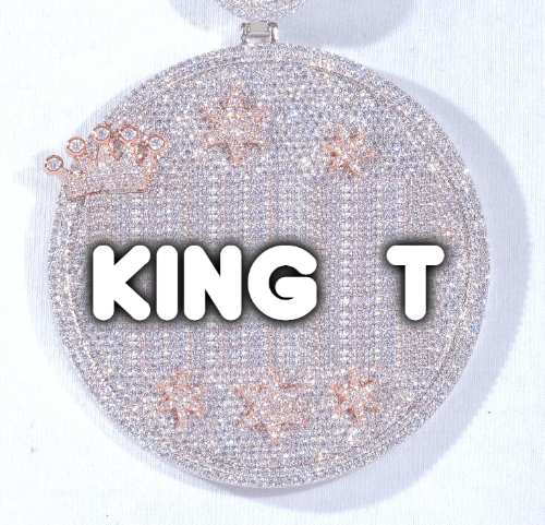 CUSTOM LETTER NECKLACE 3D BIG CROWN DISC