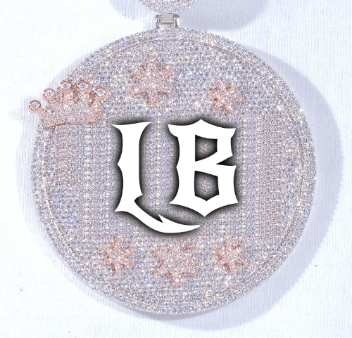 CUSTOM LETTER NECKLACE 3D BIG CROWN DISC